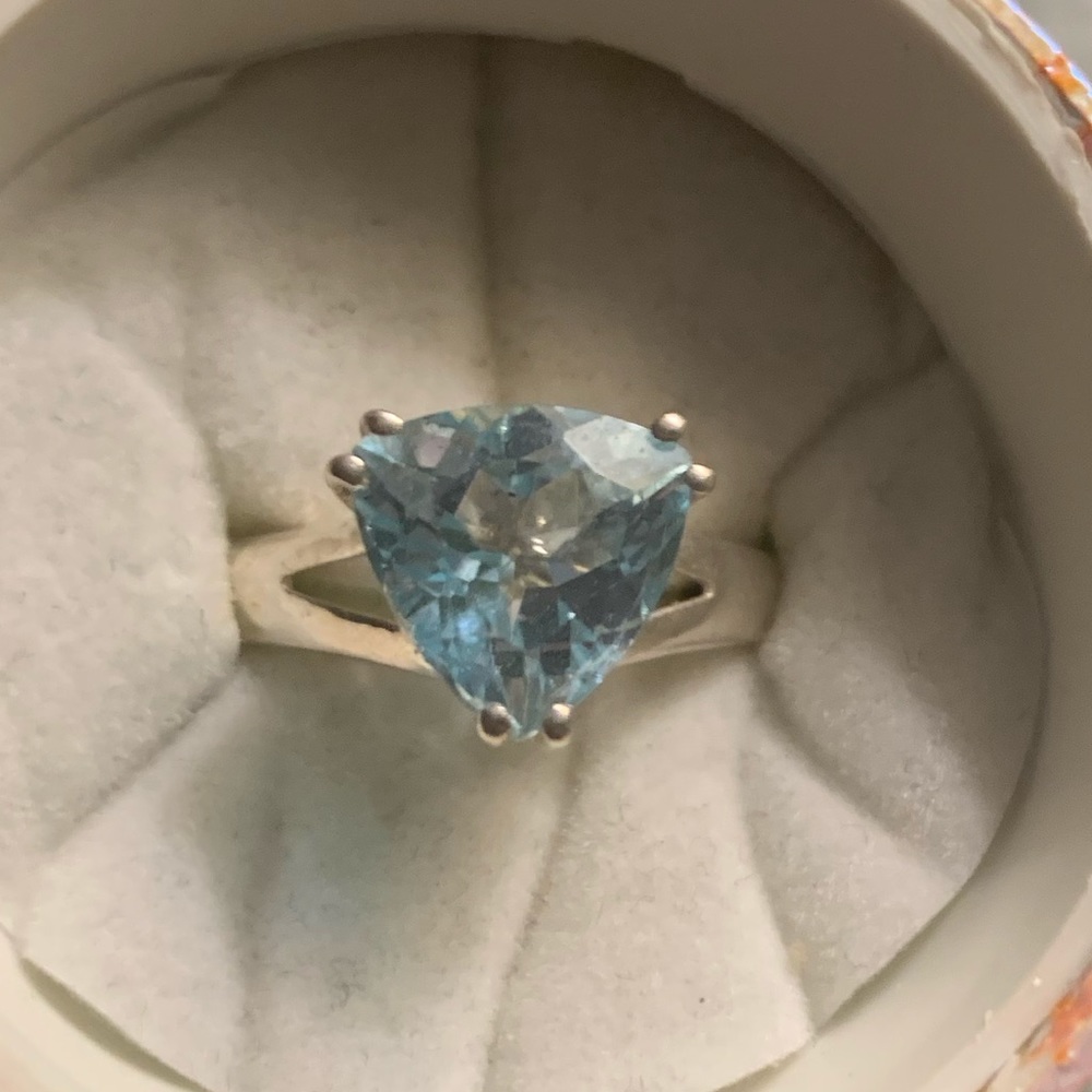 3 ct genuine sterling silver blue topaz ring
